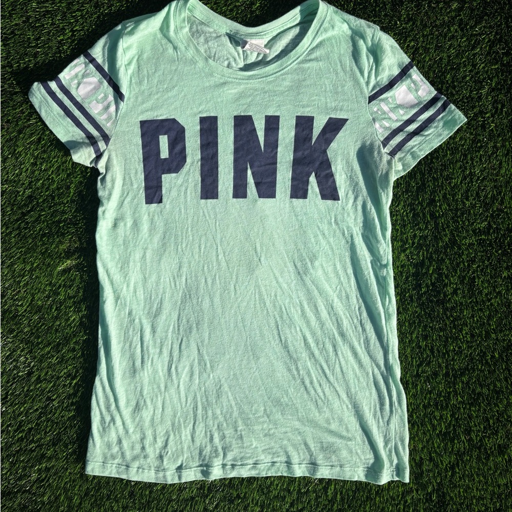 PINK Victoria’s Secret mint green t shirt 
older pink style